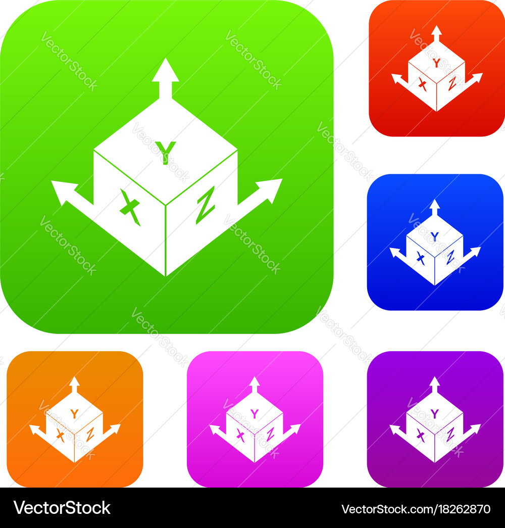 Measurement cube square set color collection Vector Image