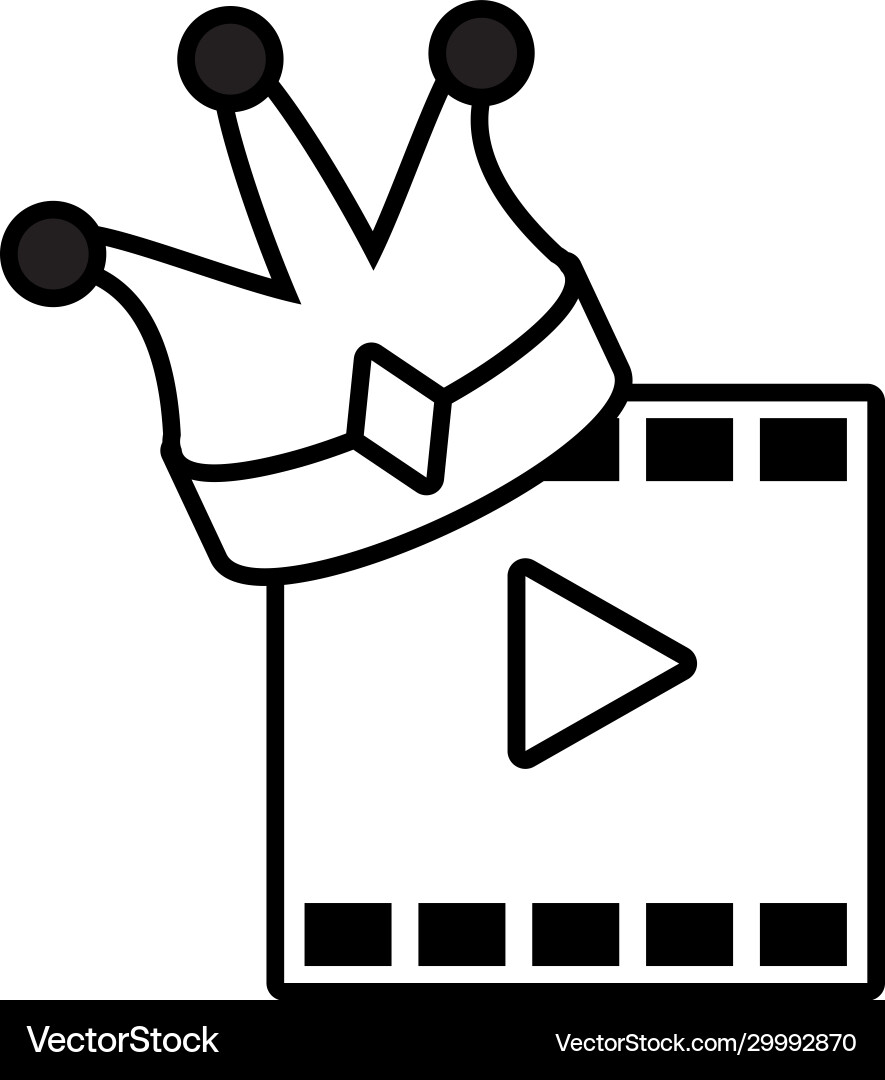 Media player frame with play button on white Vector Image