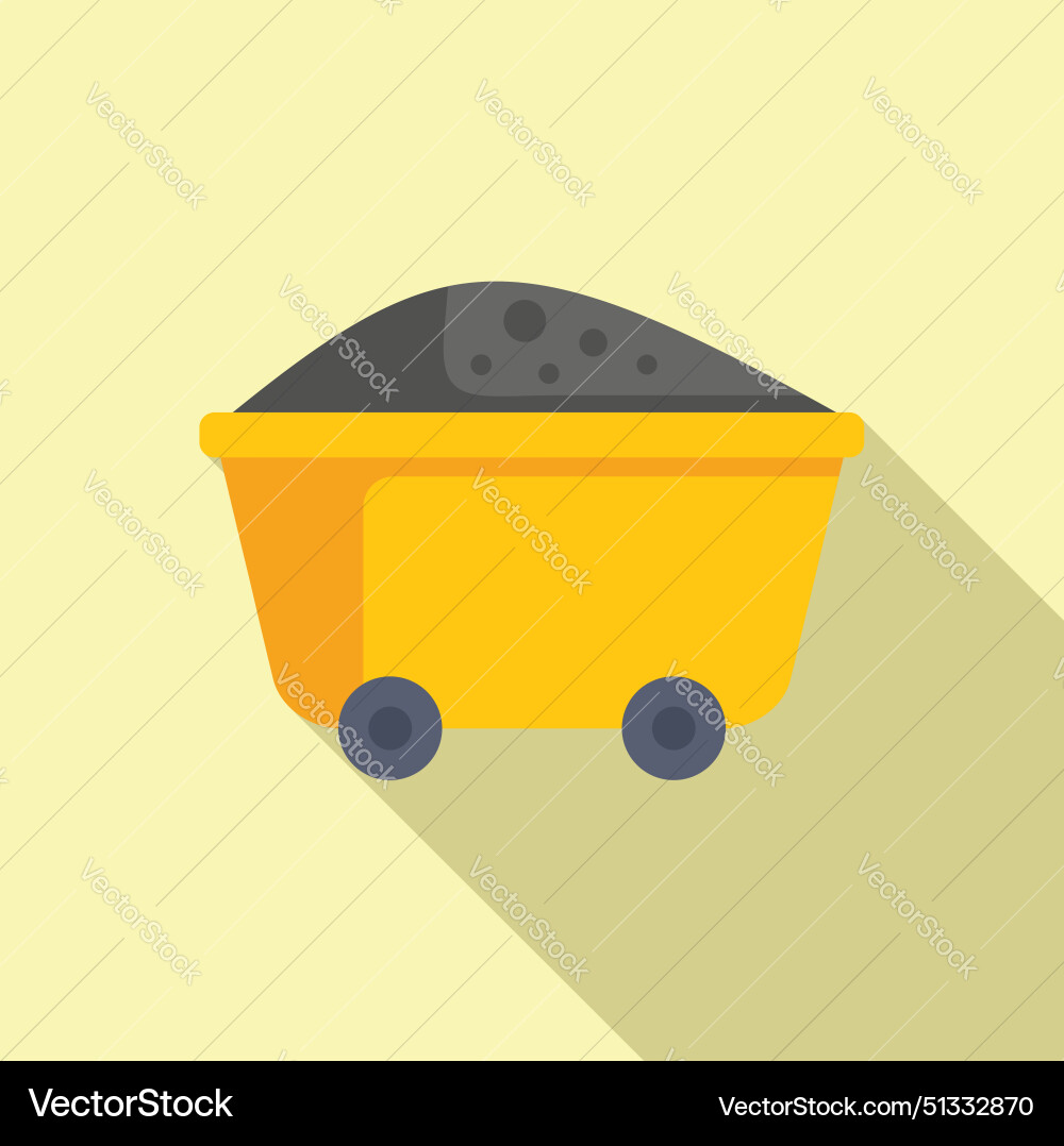 Mining cart icon with long shadow Vector Image