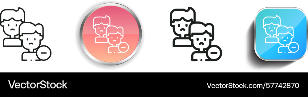 Remove friend icon thin linear regular and button Remove friend icon thin linear regular and button vector image