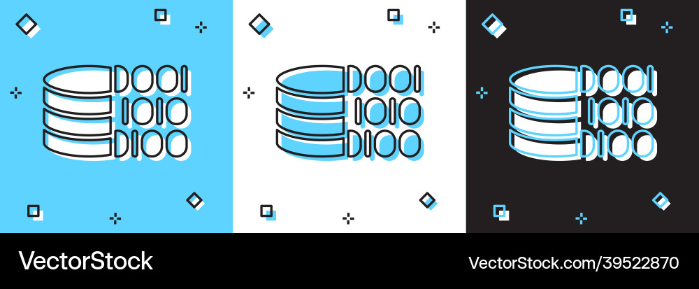 Set binary code icon isolated on blue and white Set binary code icon isolated on blue and white vector image