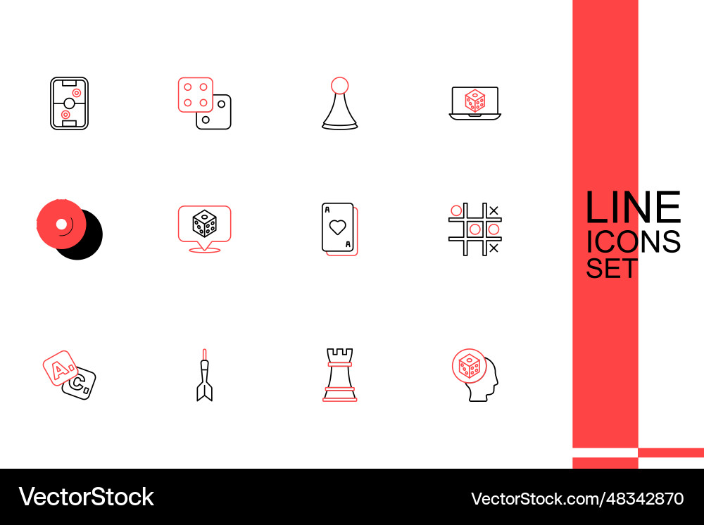 Set line game dice chess dart arrow bingo tic tac vector image