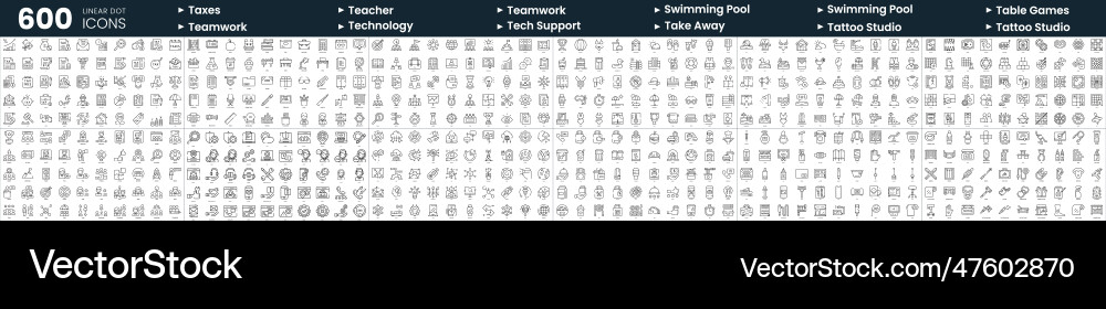 Set of 600 thin line icons in this bundle include Vector Image