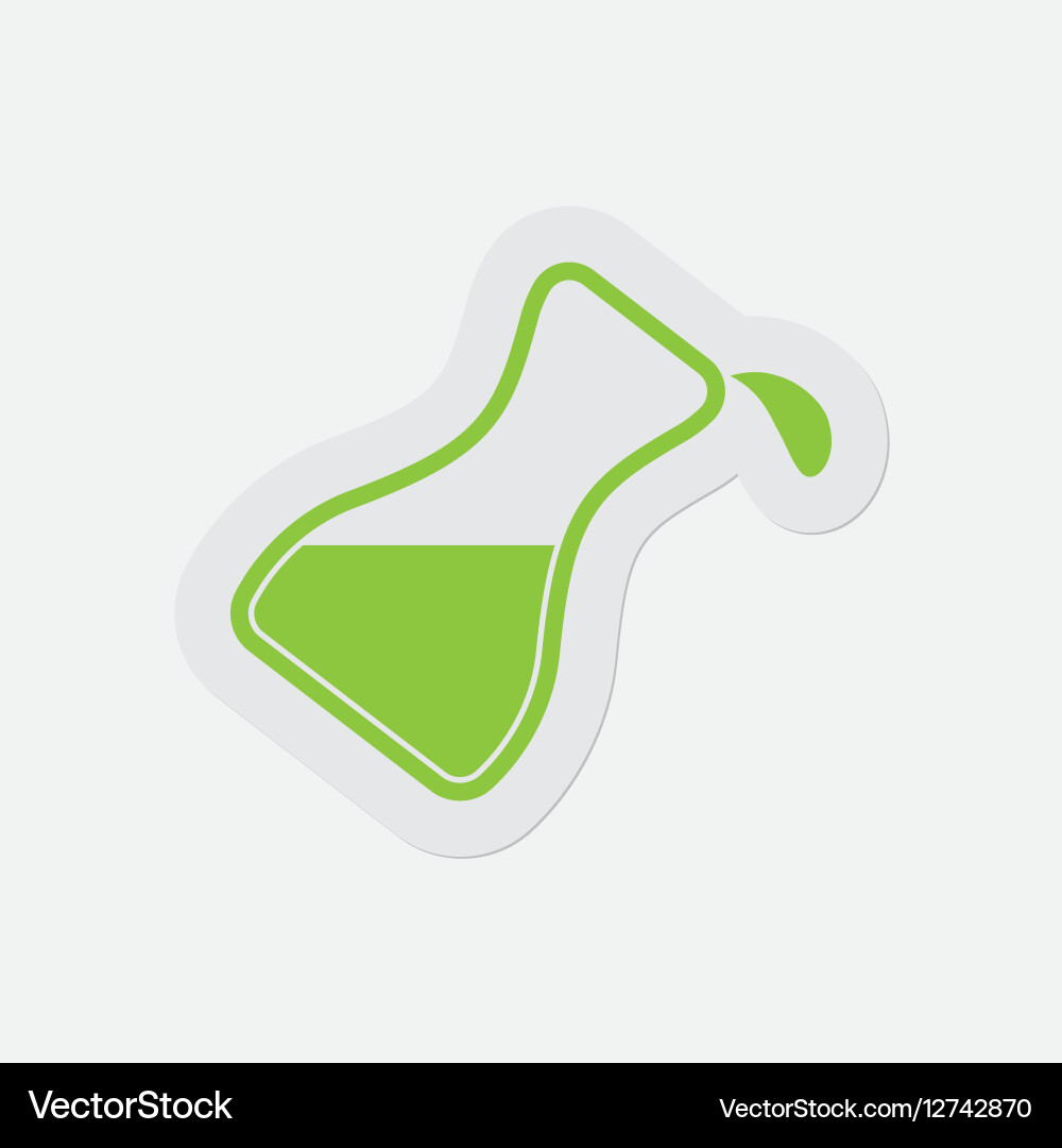 Simple green icon flask with a drop vector image