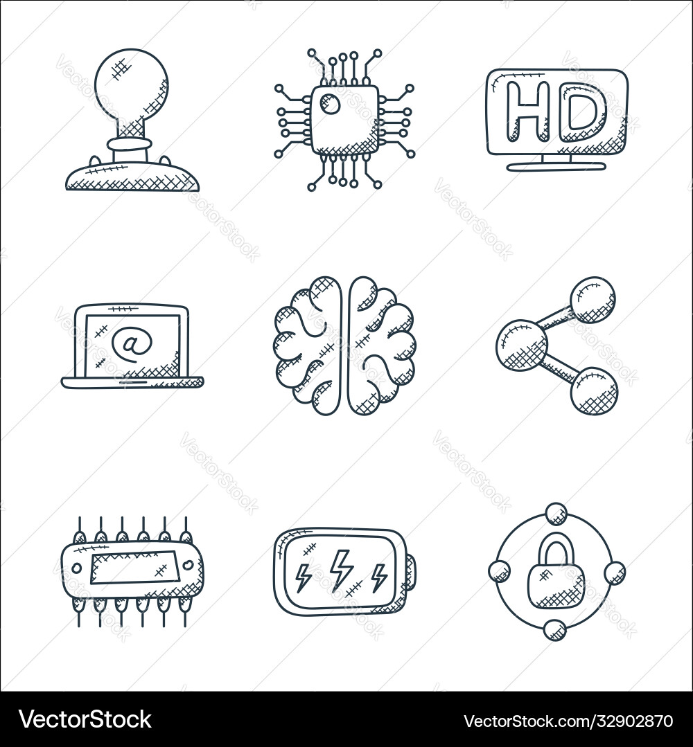 Technology line icons linear set quality vector image
