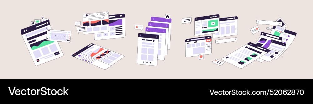 Templates of web application ui set design Templates of web application ui set design vector image