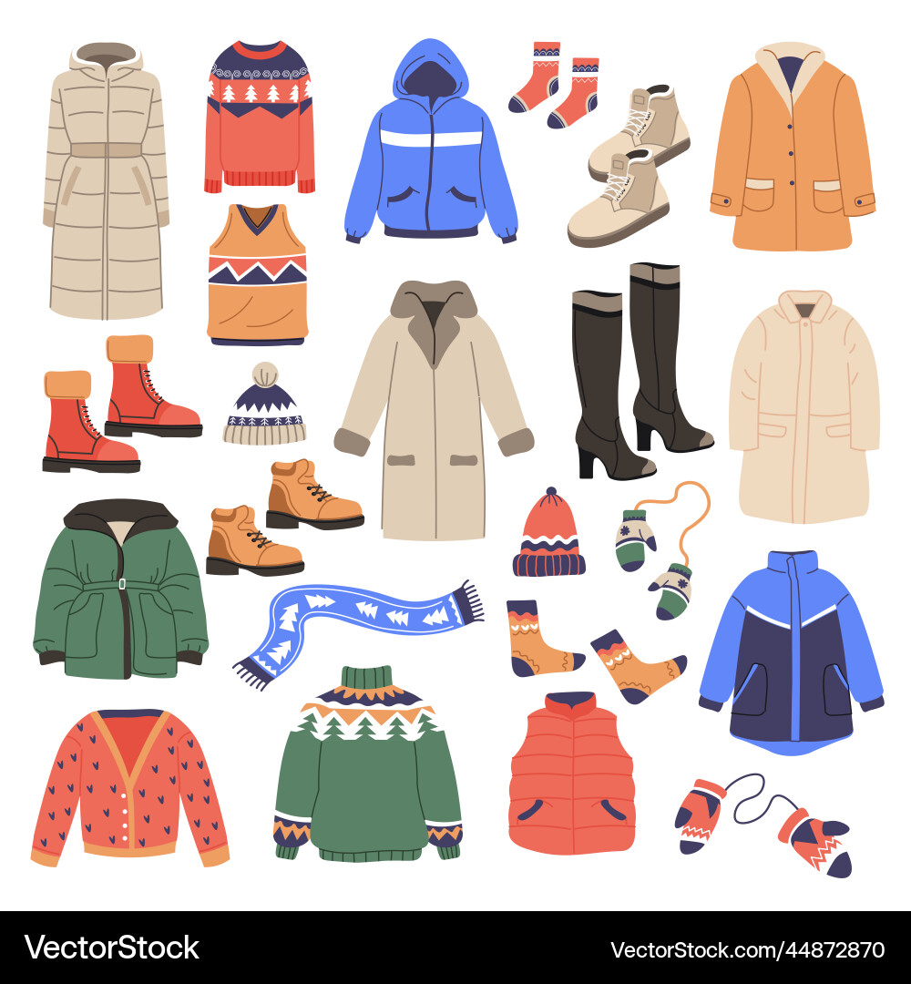 Winter clothing for cold season Winter clothing for cold season vector image