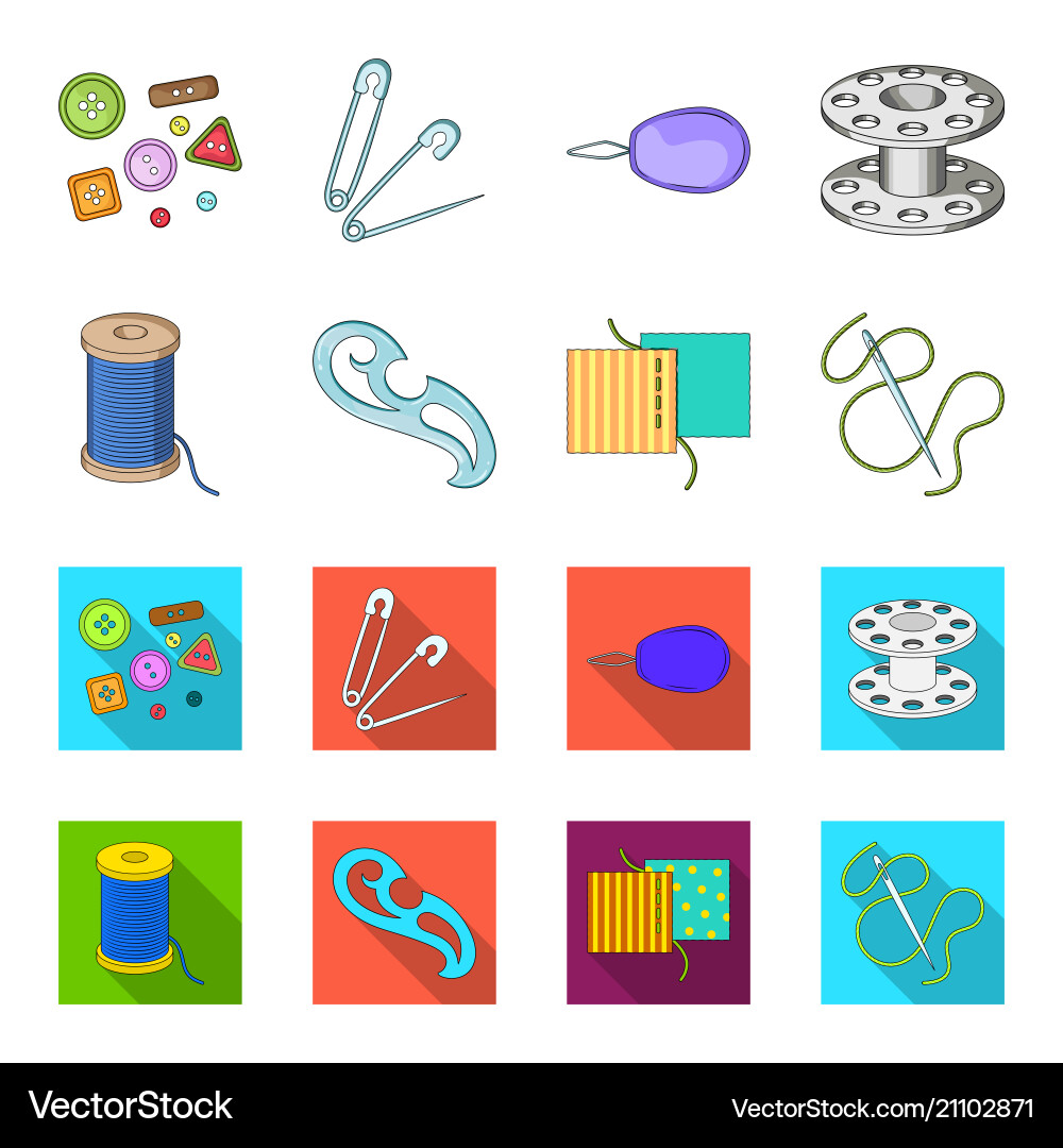 A spool with threads needle curl seam vector image