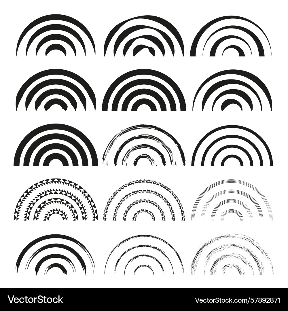 Concentric arch pattern semicircle grid elements vector image