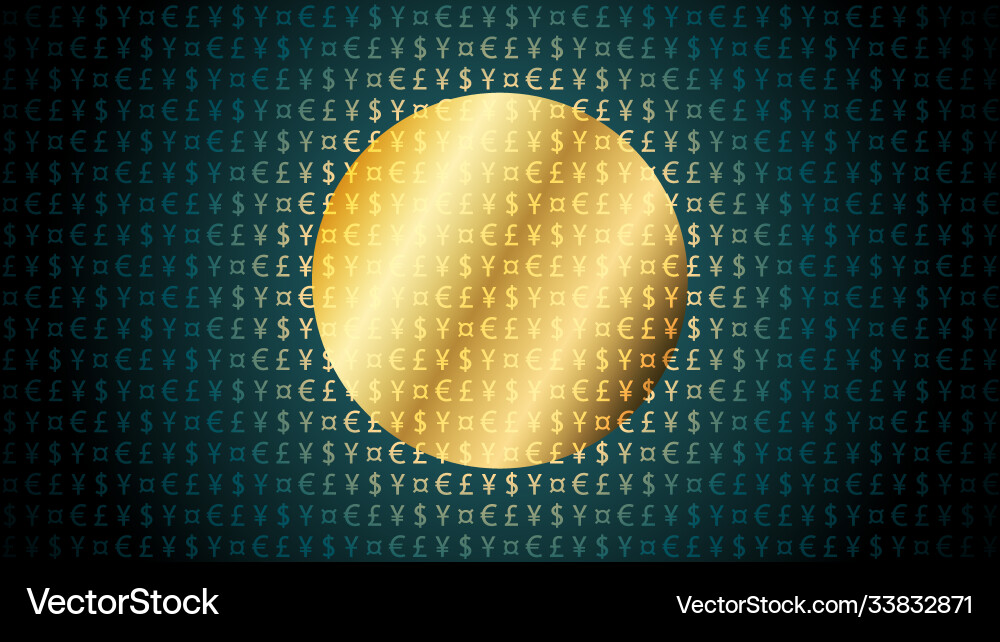 Currency symbols pattern on dark background Vector Image