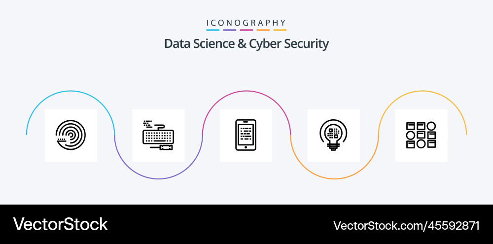 Data science and cyber security line 5 icon pack Vector Image