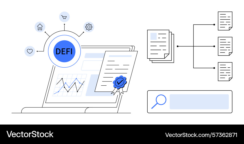 Decentralized finance tools with analysis graphs Decentralized finance tools with analysis graphs vector image