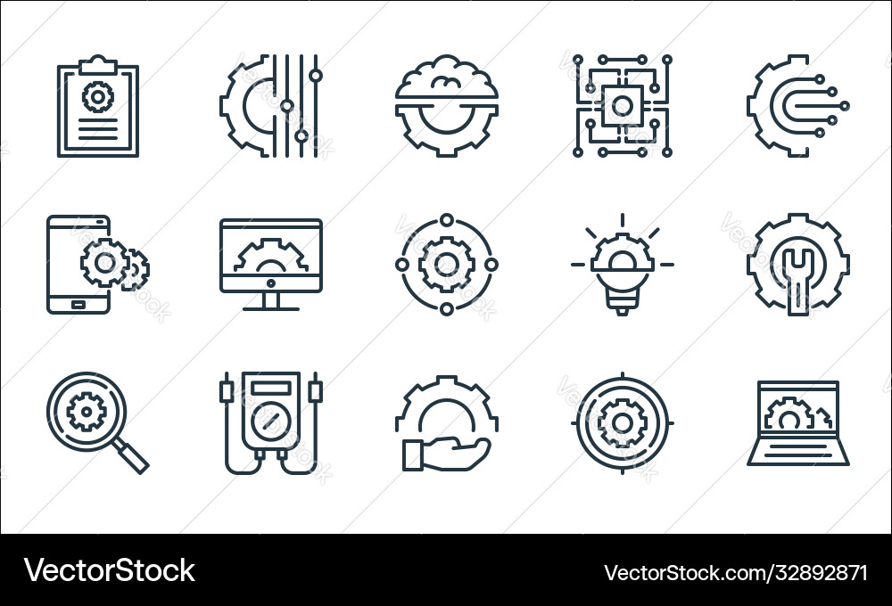 Engineering line icons linear set quality Engineering line icons linear set quality vector image