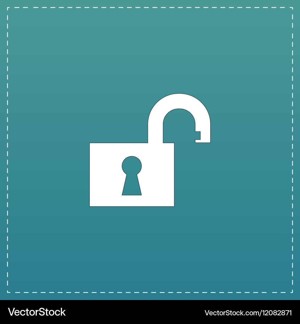 Flat open padlock icon vector image