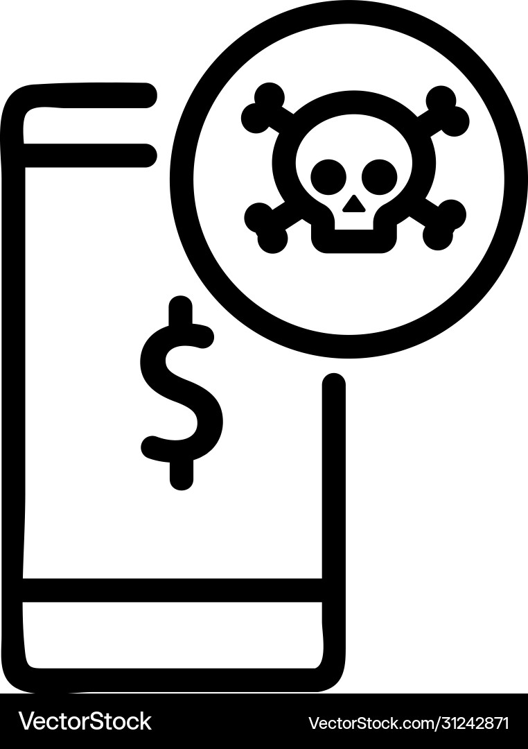 Hacker money hacking phone icon outline Hacker money hacking phone icon outline vector image