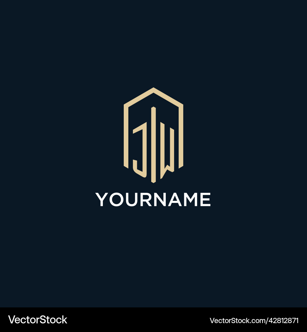 Jw initial monogram logo with hexagonal shape Jw initial monogram logo with hexagonal shape Vector Image