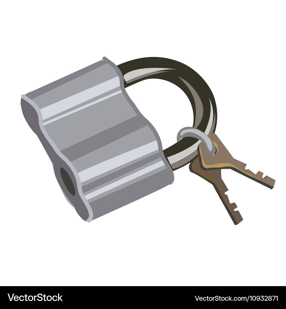 Padlock with two keys isolated on white background vector image