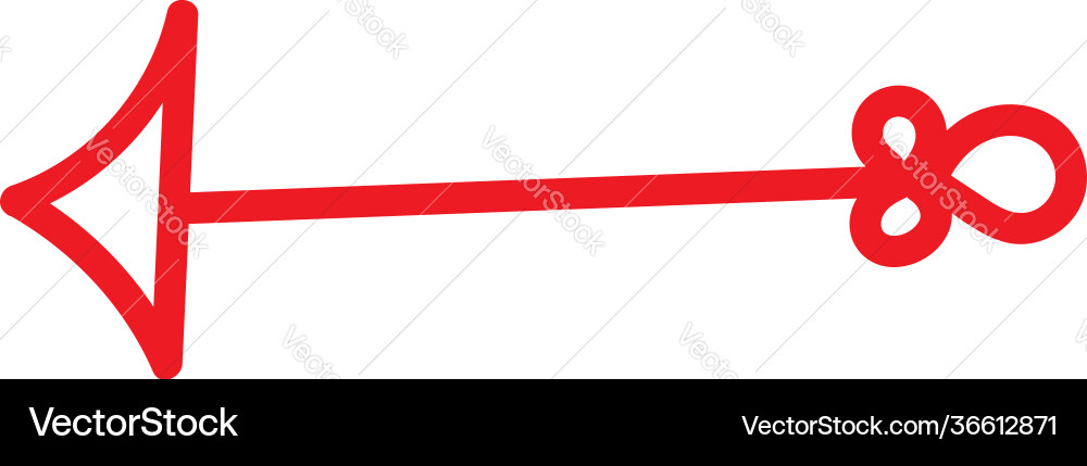 Red arrow with unusual tail pointing to left vector image