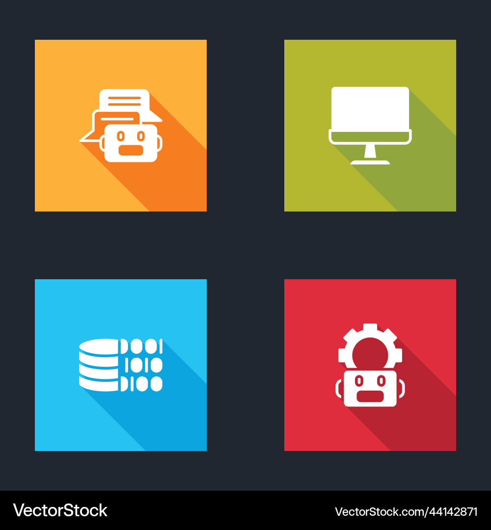 Set chat bot computer monitor binary code Set chat bot computer monitor binary code vector image