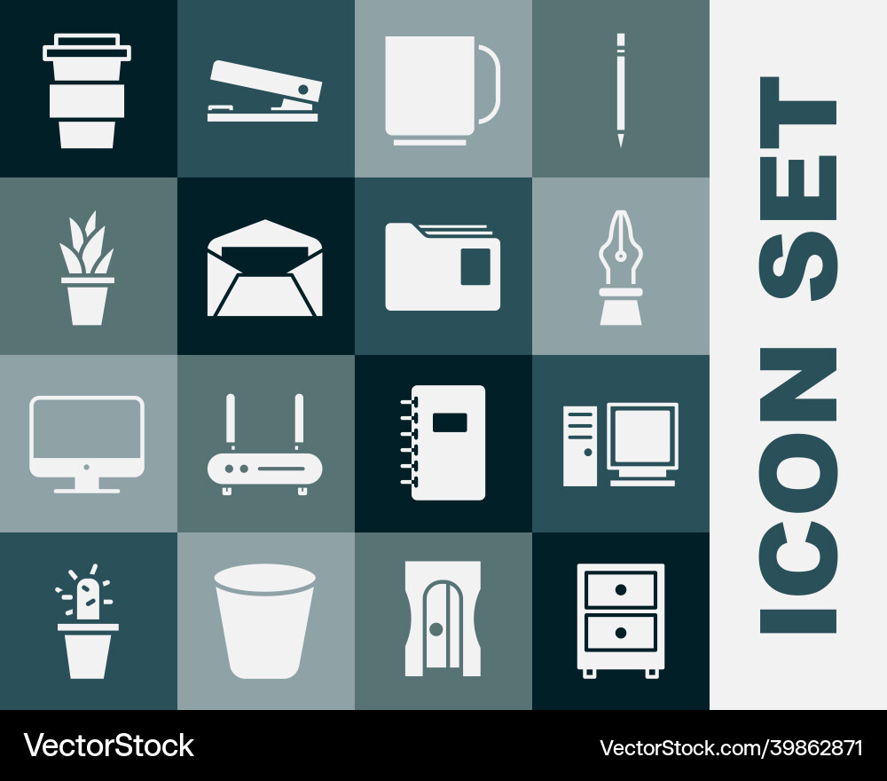 Set drawer with documents computer monitor Set drawer with documents computer monitor vector image