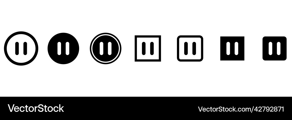 Set of stop and pause icon interface media button Set of stop and pause icon interface media button vector image