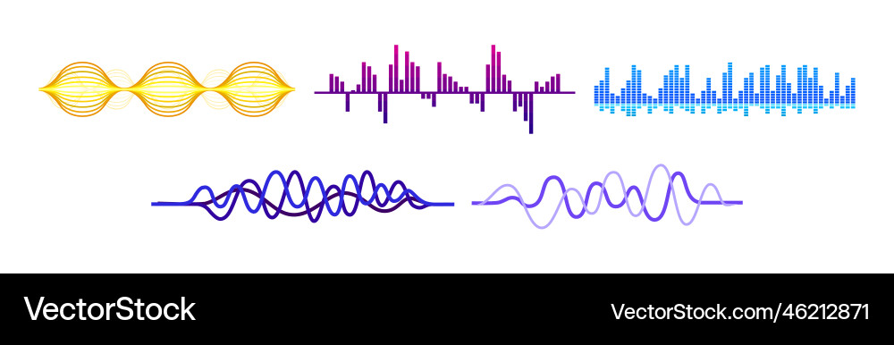 Sound waves and audio digital equalizer curve Sound waves and audio digital equalizer curve vector image