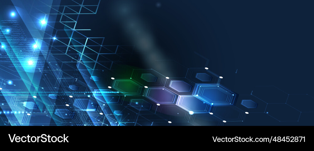 Technology banner design with hexagons abstract Technology banner design with hexagons abstract vector image