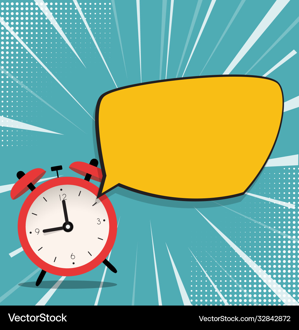 Alarm clock icon with speech bubble background Vector Image