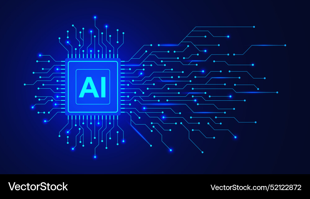 Artificial intelligence concept with microchip Artificial intelligence concept with microchip vector image