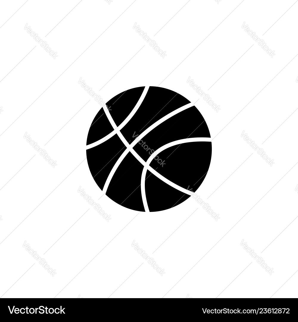 Basketball Icon - Black on White Vector Image