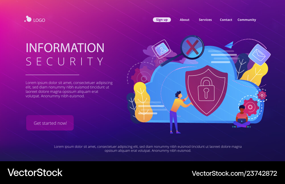 Cloud computing securityconcept landing page Vector Image