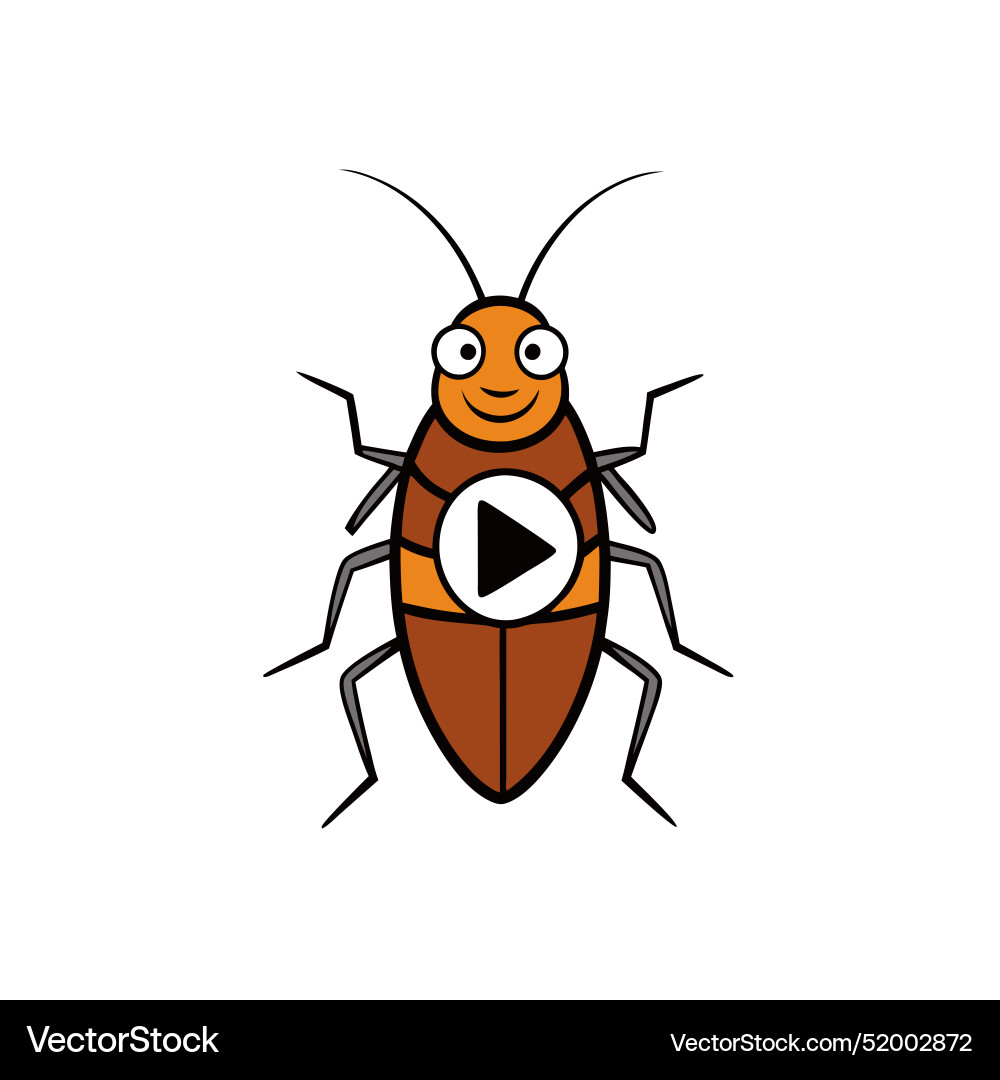 Cockroach bug play icon vector image