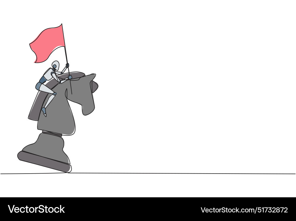 Continuous one line drawing robot future tech Continuous one line drawing robot future tech vector image