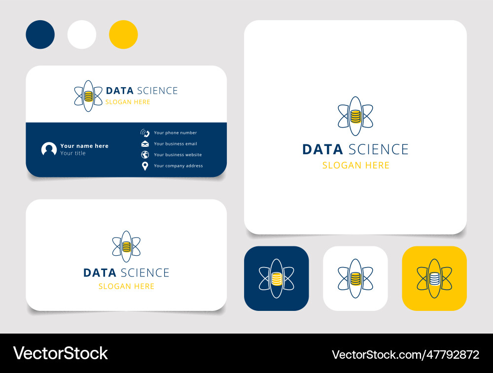 Data science logo design with editable slogan Data science logo design with editable slogan vector image