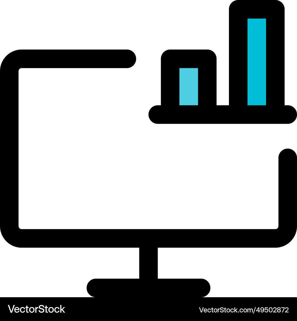 Data visualization on screen with a bar chart vector image
