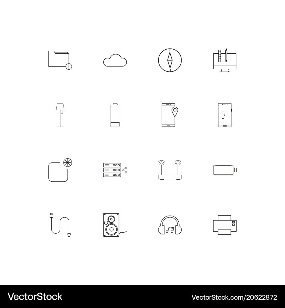 Devices simple linear icons set outlined Vector Image