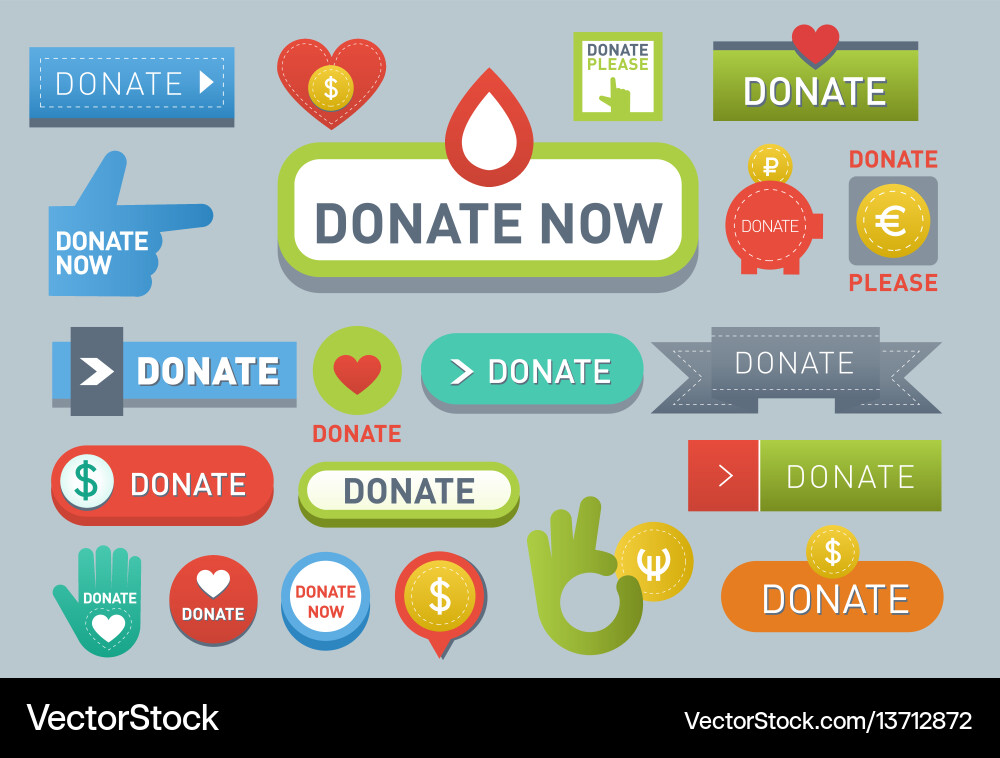 Donate buttons set help icon Vector Image