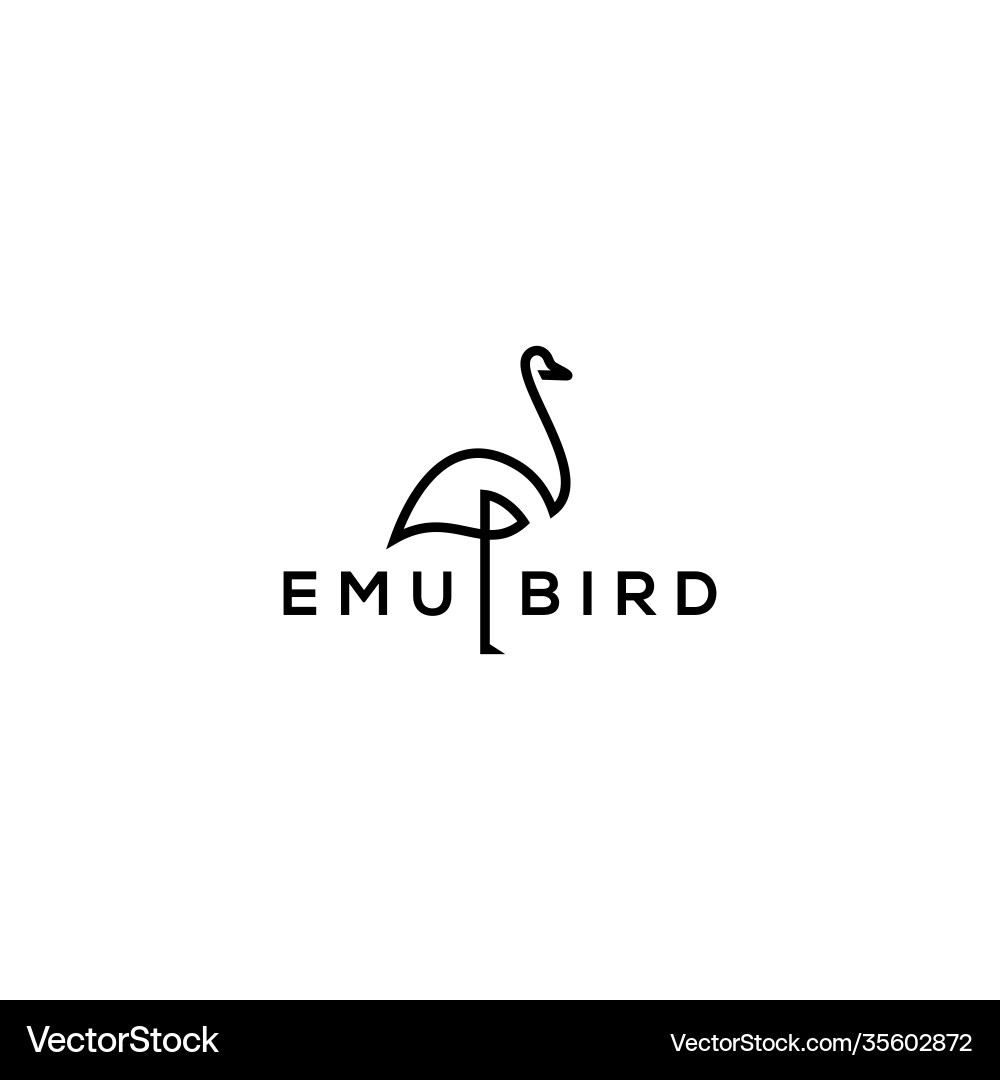 Emu bird line outline logo icon design Emu bird line outline logo icon design vector image