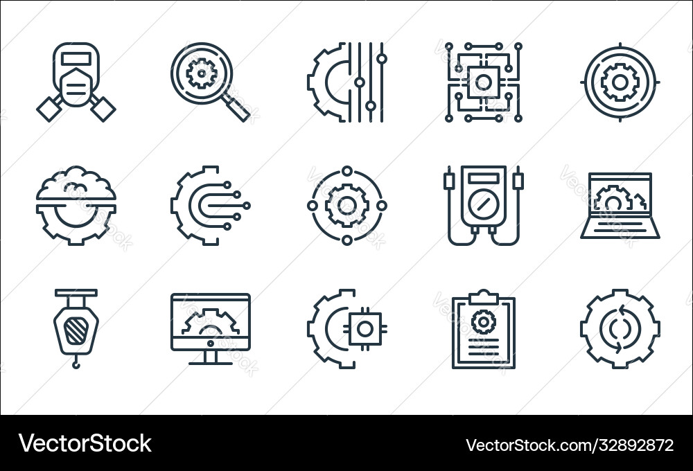 Engineering line icons linear set quality vector image