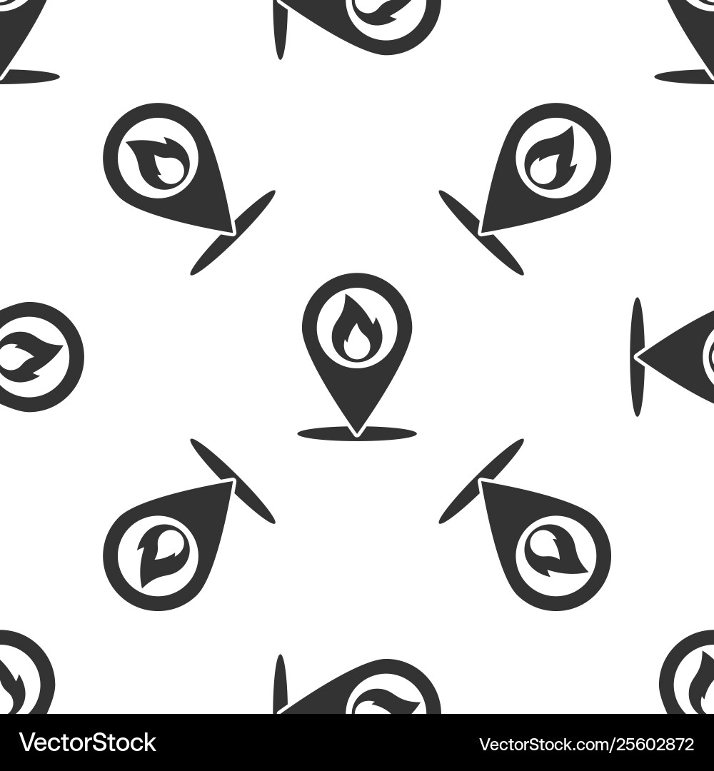 Grey map pointer with fire flame icon isolated Grey map pointer with fire flame icon isolated Vector Image