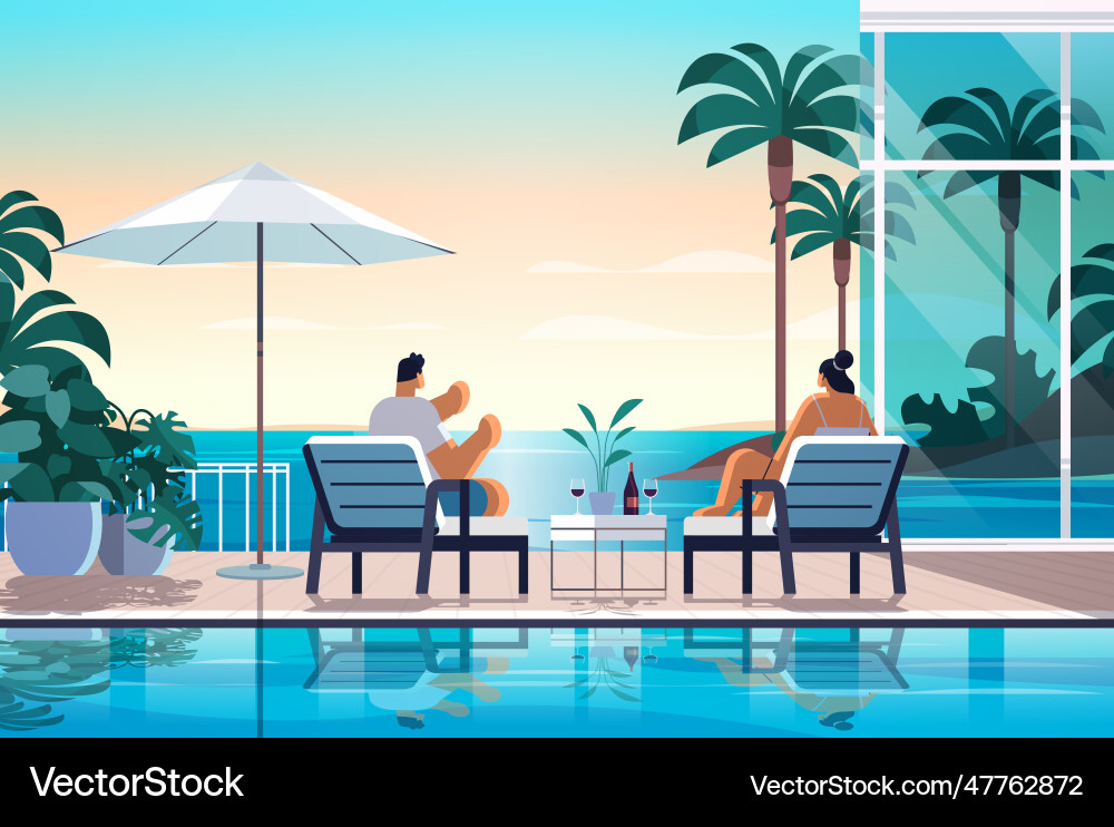 People relaxing at tropical luxury resort hotel People relaxing at tropical luxury resort hotel vector image
