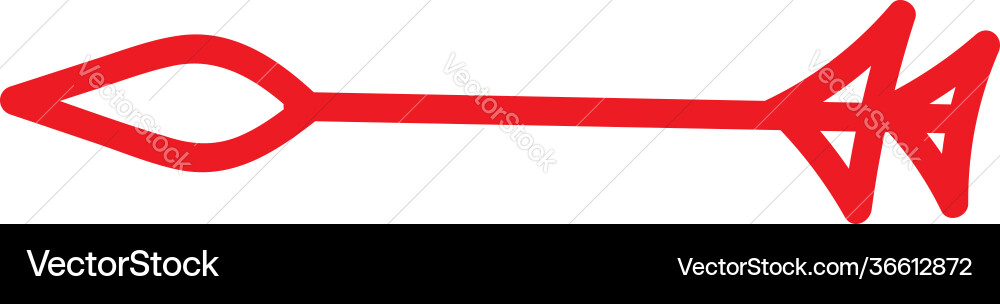 Red arrow with a spear like pointer on white vector image