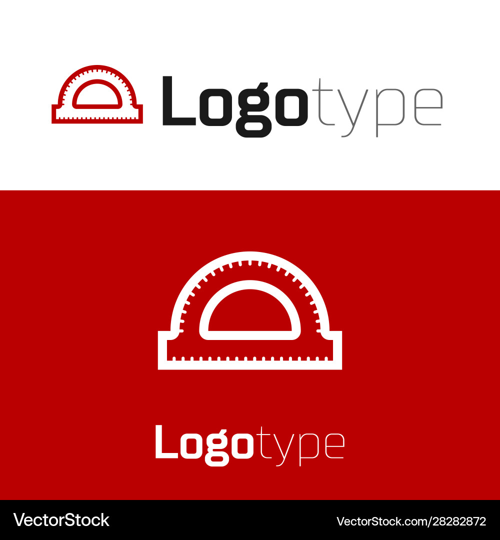 Red protractor grid for measuring degrees icon vector image