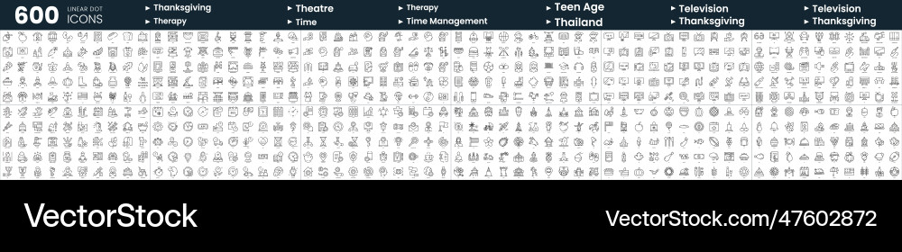 Set of 600 thin line icons in this bundle include Set of 600 thin line icons in this bundle include vector image