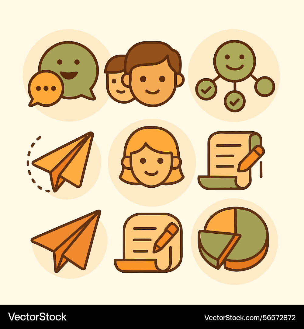 Set showing communication teamwork and document Set showing communication teamwork and document vector image