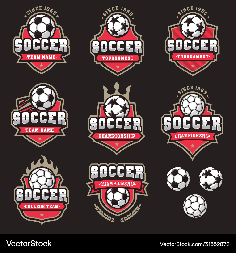 Soccer Logos & Insignias - Red & Gold Vector Image