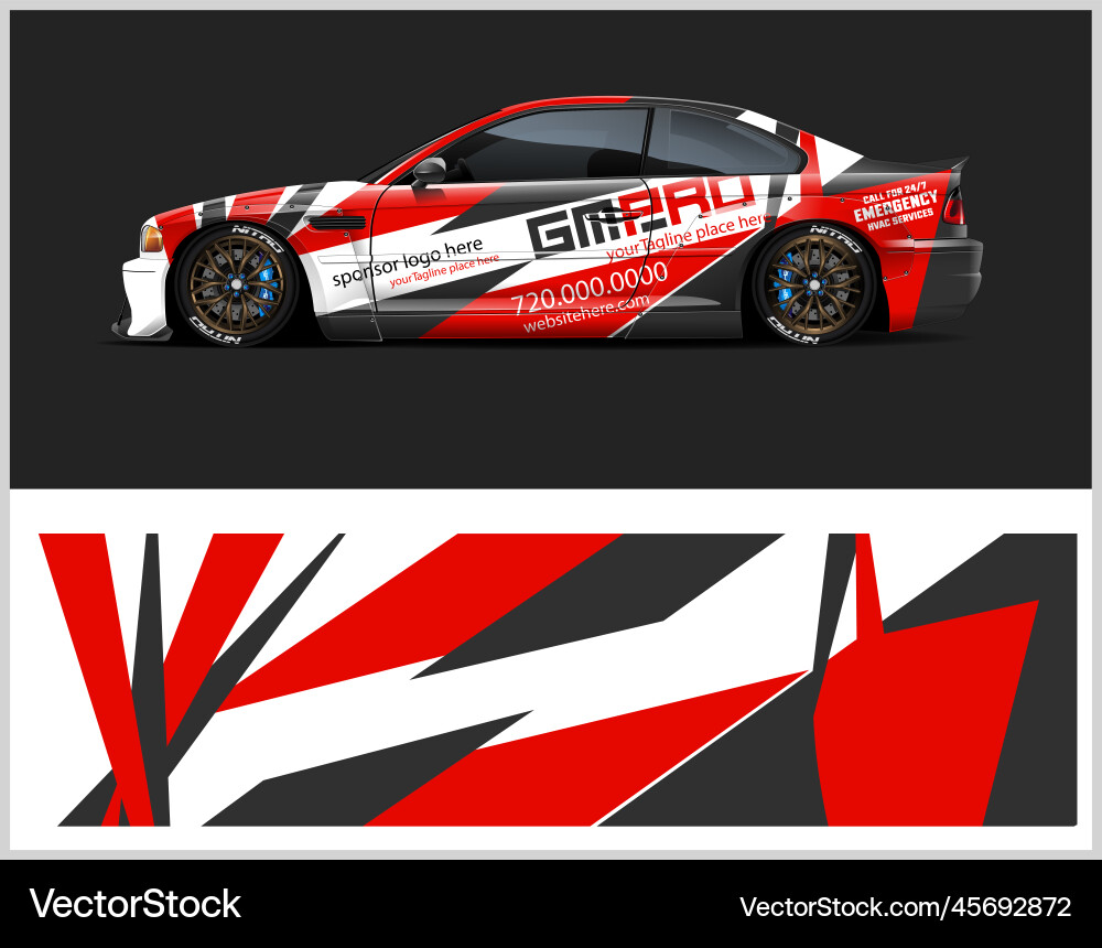 Sport Red Racing Car Wrap vector image