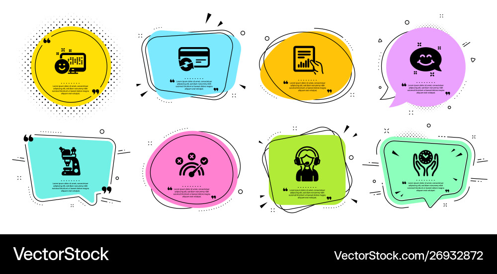 Support change card and document icons set smile Vector Image