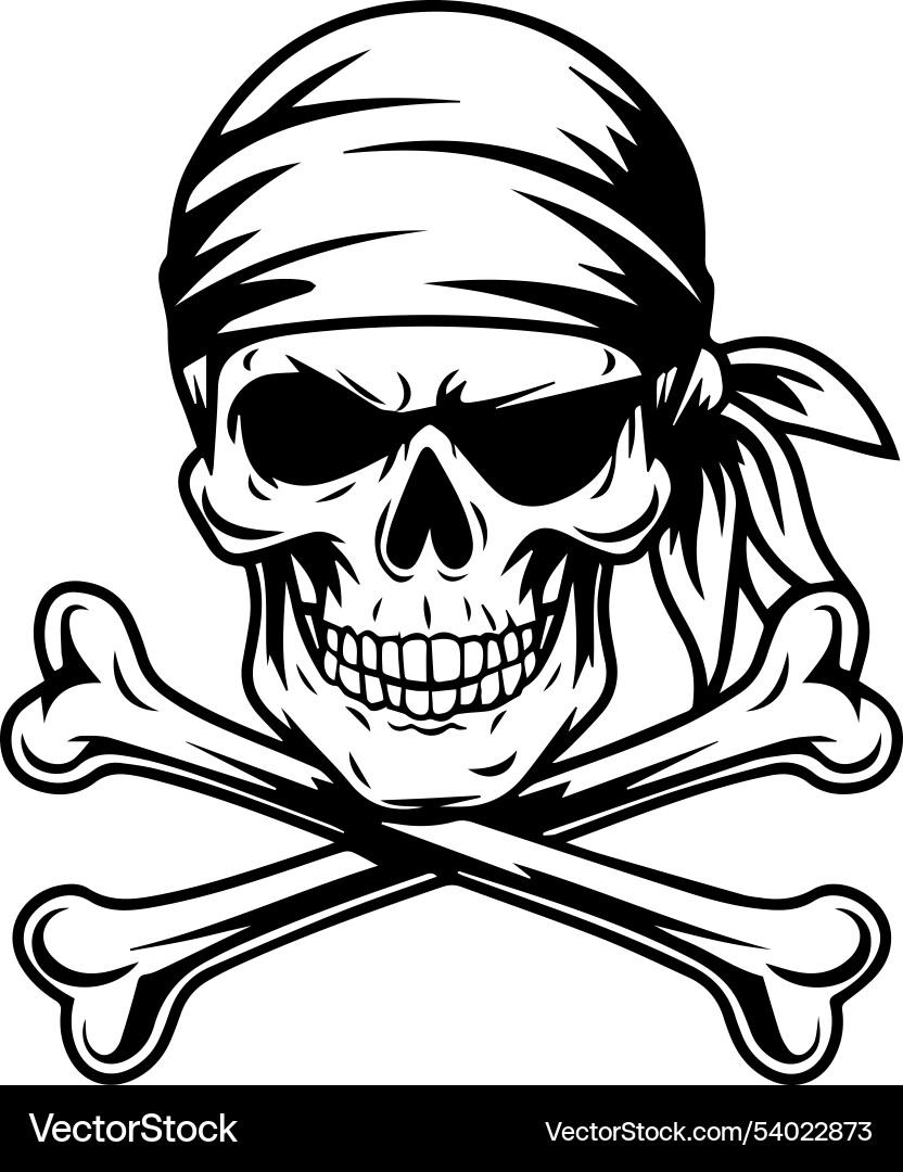 A black line art of pirate skull A black line art of pirate skull vector image