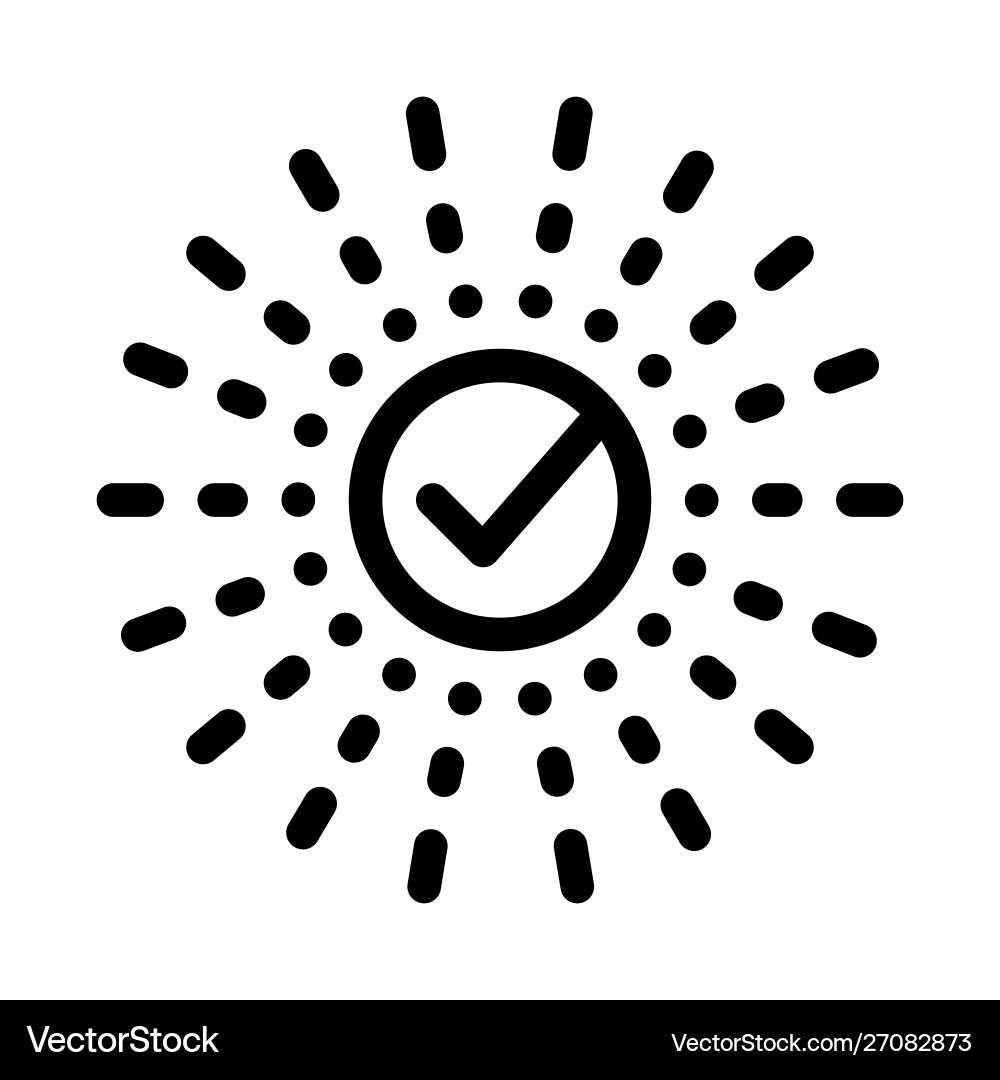 Approved mark in center of rays element Approved mark in center of rays element vector image